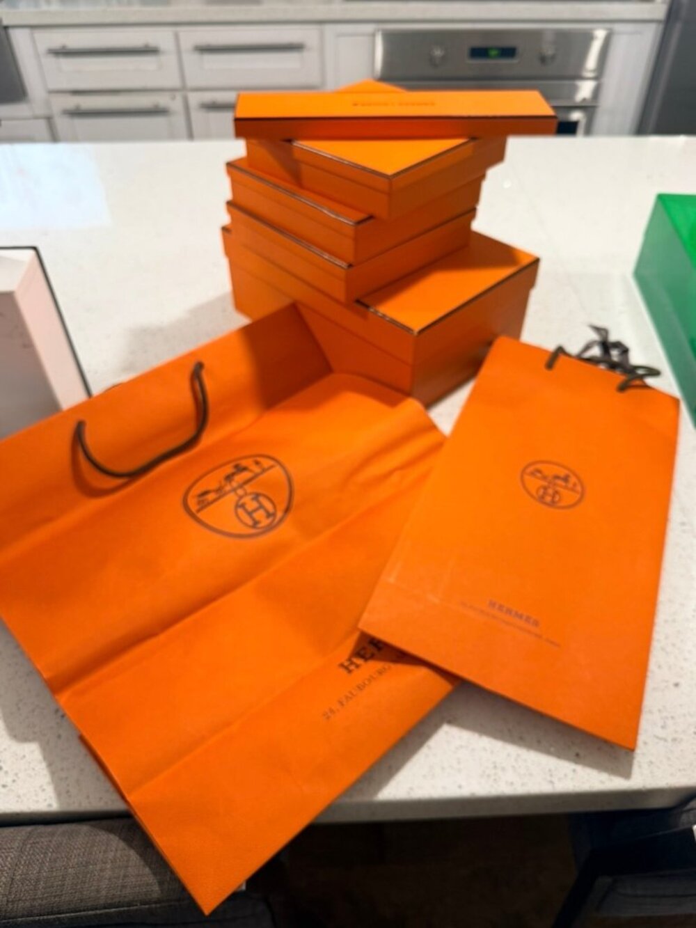 Hermès Empty Orange Boxes & Shopping Bags Lot Packaging Only